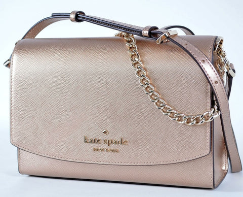 New Kate Spade Metallic Saffiano Leather Rose Gold CARSON Crossbody Purse Bag