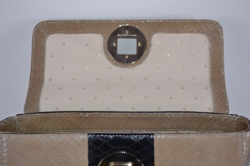 NEW KATE SPADE $698 LITTLE NADINE SUGAR BEACH EMBOSSED PYTHON PRINT PURSE BAG
