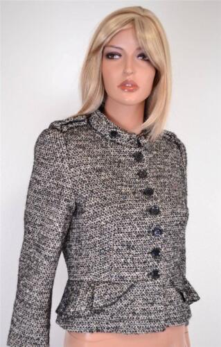 New Karen Millen Jp017 $380 Wool Blend Tweed Peplum Military Jacket~ 10 14 42