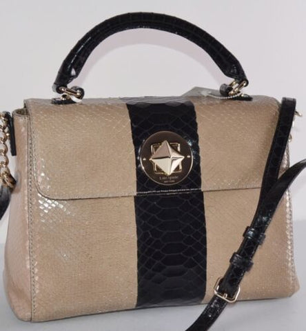 NEW KATE SPADE $698 LITTLE NADINE SUGAR BEACH EMBOSSED PYTHON PRINT PURSE BAG